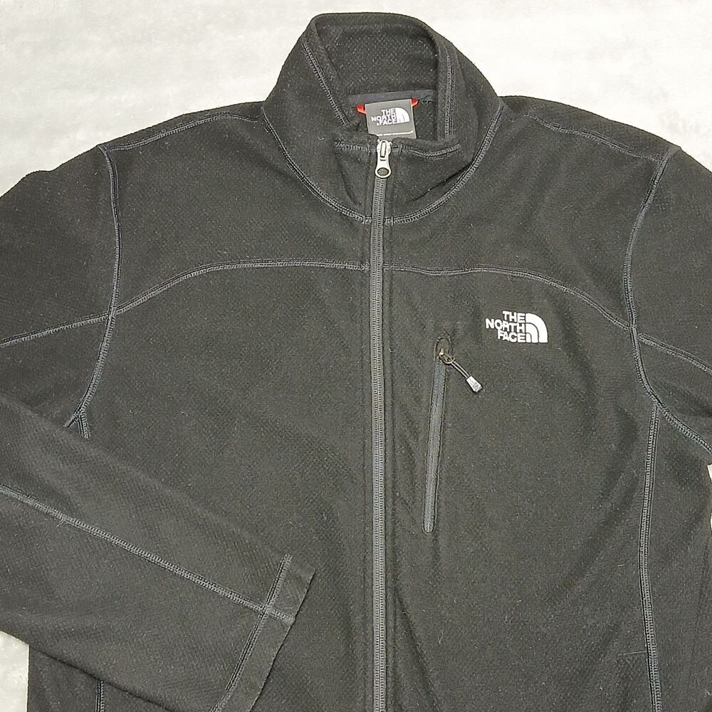The North Face Cap-Rock Mens M Medium Black Textured Fleece Zip Jacket Gorpcore